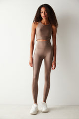 Brown Cut Out Back Detailed Crop Top