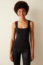 Square Neck Strappy Black Top