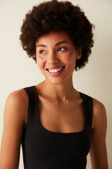 Square Neck Strappy Black Top