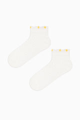 3 Pairs of Cotton Ankle Tulle Detailed Patterned Toe Seamless Ankle Socks