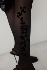 Dark Roses Black Tights