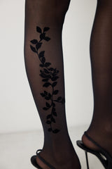 Dark Roses Black Tights