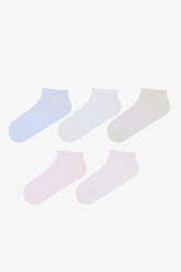 5 Pairs of Cotton Self-Patterned Ankle Socks