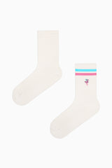 2 Pairs of Cotton Flamingo Patterned Toe Seamless Ankle Socks