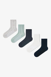 5 Pairs of Cotton Self-Spiral Patterned Ankle Socks