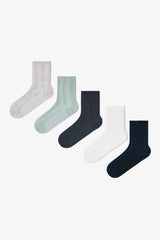 5 Pairs of Cotton Self-Spiral Patterned Ankle Socks