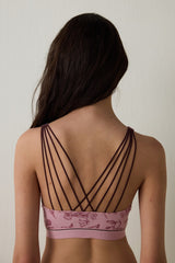 Lilac Floral Cotton Non-wired Removable Cup Bra - Inspired by Flora