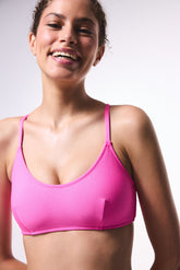 Pink Plain Removable Cupped Bikini Top