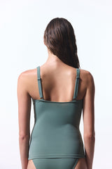 Khaki Gathered Bikini Top