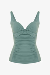 Khaki Gathered Bikini Top