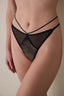 Black Velvet Detail Regular Waist String Panties