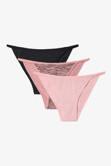 Mix Zebra Patterned Rope Detailed Low Waist 3-Pack Briefs