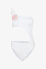 White Pearl Beaded Monokini - Gamze Erçel Collection