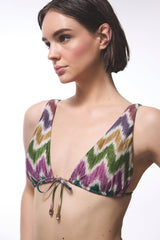 Celine Deep V Zigzag Bikini Top