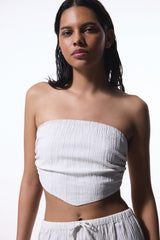 Ecru Craft Crinkle Strapless Top