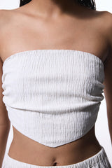 Ecru Craft Crinkle Strapless Top