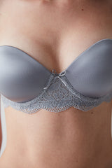 Pop Up Shiny Support Push Up Micro Grey Bra