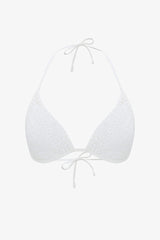 Adeline Beaded Detailed White Bikini Top - Gamze Erçel Collection