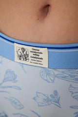 Light Blue Floral Patterned Cotton Regular Waist Shorts - Inspired by Flora