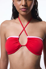 Red Marbella Halter Neck Bandeau Bikini Top