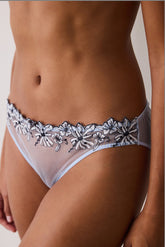 Striped Embroidered Detailed Mid Waist Briefs