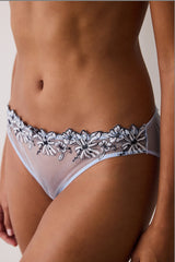 Striped Embroidered Detailed Mid Waist Briefs