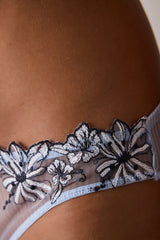 Striped Embroidered Detailed Mid Waist Briefs