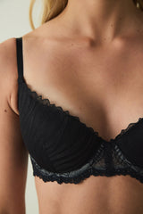 Black Fervour Broderie Zebra Pattern Lace Underwired Push-Up Bra
