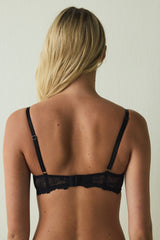 Black Fervour Broderie Zebra Pattern Lace Underwired Push-Up Bra