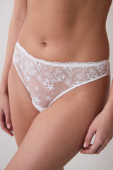 Sequin Lace Off White Brazilian Panties