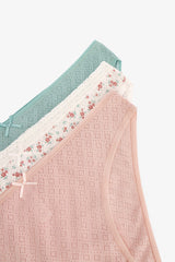 Mixed Color Soil Blossom Low Waist Pointel 3-Pack Slip Panties