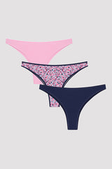 سروال داخلي برازيلي 3 في 1 بنمط زهور بونبون
