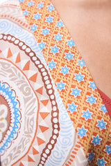 Della Ethnic Pattern V-Neck Maxi Kimono