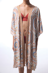 Della Ethnic Pattern V-Neck Maxi Kimono
