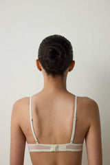 Beige Embroidered Mesh Non-wired Non-Padded Triangle Bra