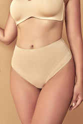 Beige Light High Waist Thong Corset