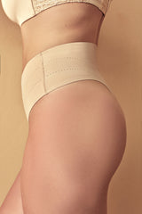 Beige Light High Waist Thong Corset