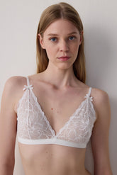 Off-White Floral Lace Accessory Non-wired Non-Padded Triangle Bra
