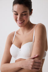 Sequin Lace Lotus Off White Bra