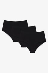 Black Cotton High Waist 3-Pack Slip Panties