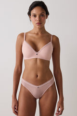 Light Dusty Rose Striped Non-wired Removable Cupped T-shirt Bra