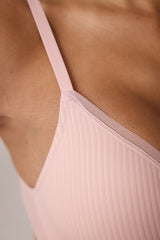 Light Dusty Rose Striped Non-wired Removable Cupped T-shirt Bra