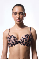 Clove Lol Up Leopard Print Push Up Underwire Bralet Bikini Top