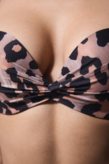 Clove Lol Up Leopard Print Push Up Underwire Bralet Bikini Top