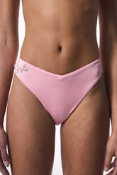 Pink Beaded Detailed V Cut Bikini Bottom - Gamze Erçel Collection