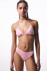 Pink Beaded Detailed V Cut Bikini Bottom - Gamze Erçel Collection