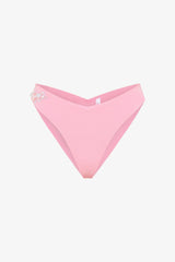 Pink Beaded Detailed V Cut Bikini Bottom - Gamze Erçel Collection