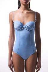 Blue Buckled Swimsuit - Gamze Erçel Collection