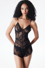 Elektra Lace Teddy Black Jumpsuit - Privee Collection