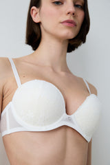 Heart Sequin Lace Off White Bra